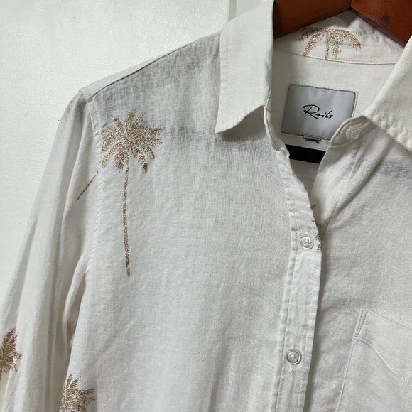 Rails White Long Sleeve Dress Shirt with Buttoned Design - Picture 3 of 7